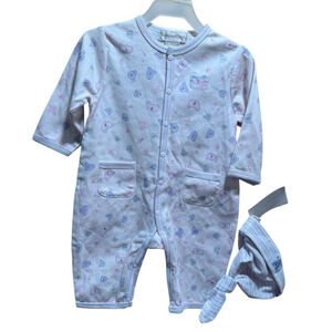 NWT Savannah Baby 2-Piece Romper & Knot Hat Set – Size 9M – 100% Cotton